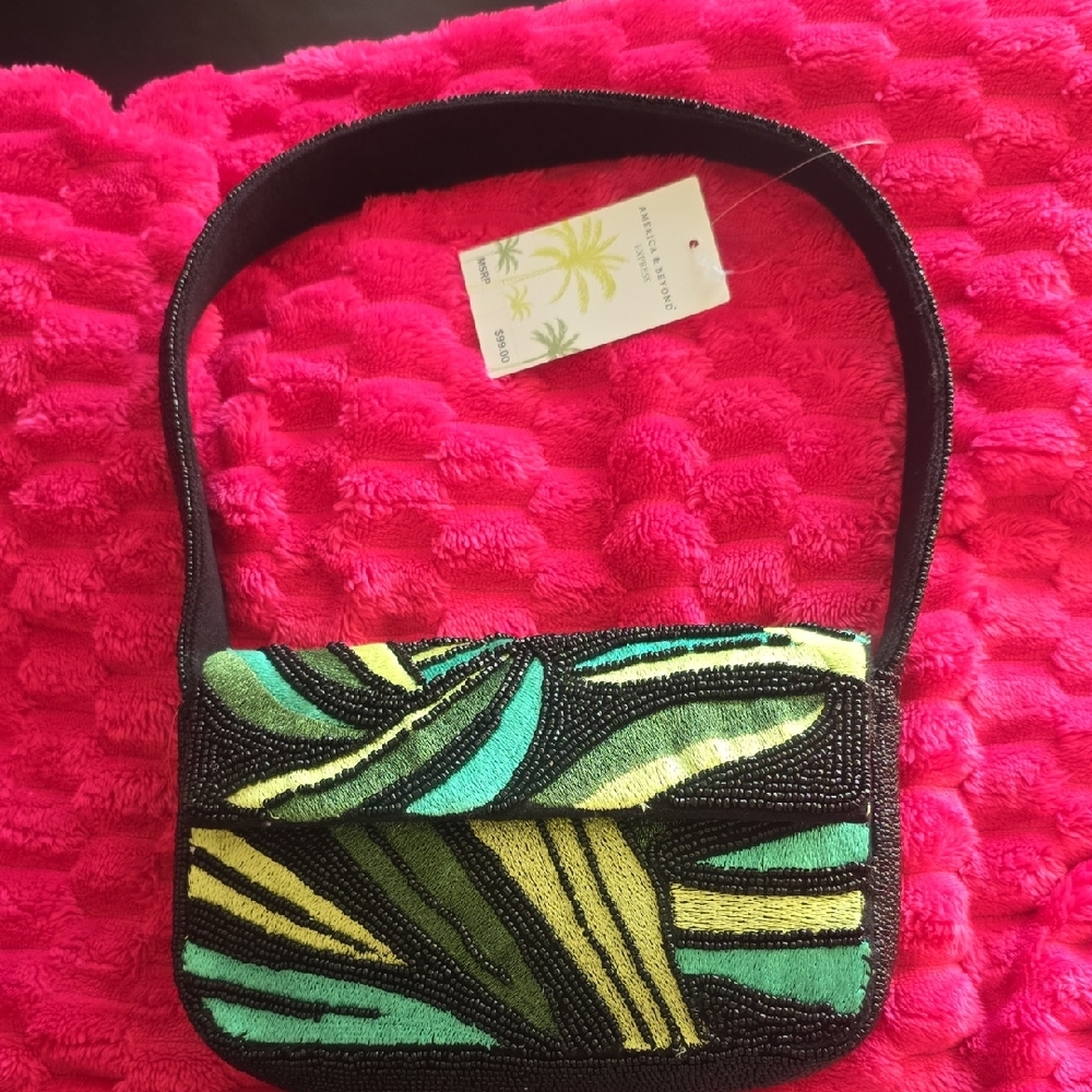 America & Beyond Vibrant Beaded Shoulder Bag